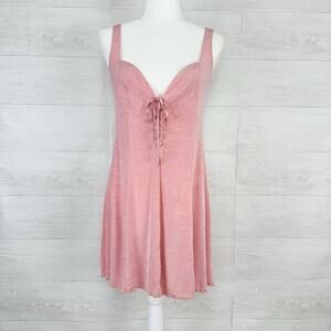 Vtg Victoria’s Secret Milkmaid Babydoll Slip Dress Large Pink Slinky Stretch 90s